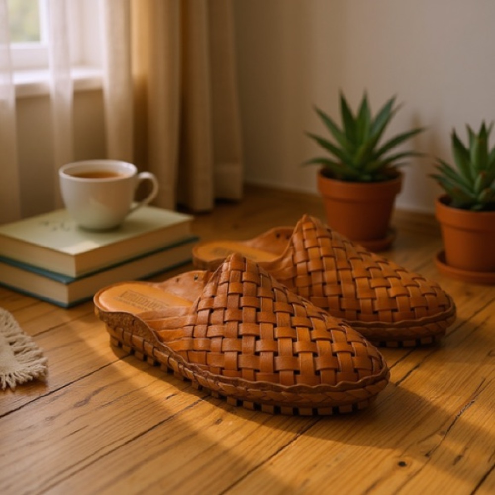Mohinders Elegant Handwoven Leather Mule Slide Slip - Picture 4 of 13